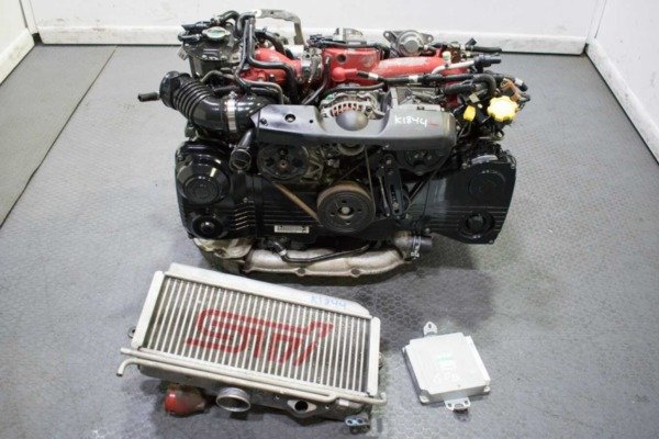 Clean and Compression Tested JDM EJ207 Version 7 STI Engine with VF30 Single Scroll Turbo, Ecu, TMIC and Harness for Sale
