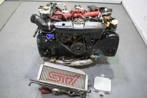 Clean and Low Mileage 2004-2007 WRX STI EJ255 Replacement Engine with Compression Test Video, Intercooler, VF41 Single Scroll Turbocharger