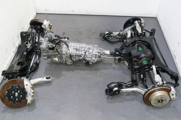 JDM Subaru Legacy S402 STi Complete Drivetrain Package 6 Speed TY856WLFAA Trans 6 Pot Brembo with Hubs Axles Subframes Etc