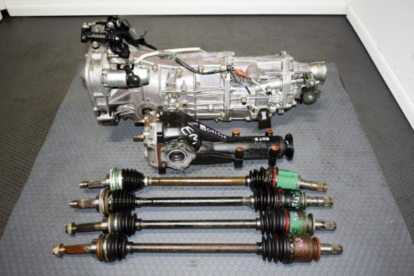 2006-2007 Subaru WRX 5 Speed 5MT TY755VB7AA Push Type Transmission with 4.44 Final Ratio with Axles and R160 LSD Differential for Sale.